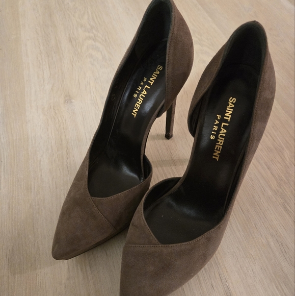 Yves Saint Laurent Paris Suede Brown Woman's Heels - Picture 1 of 8